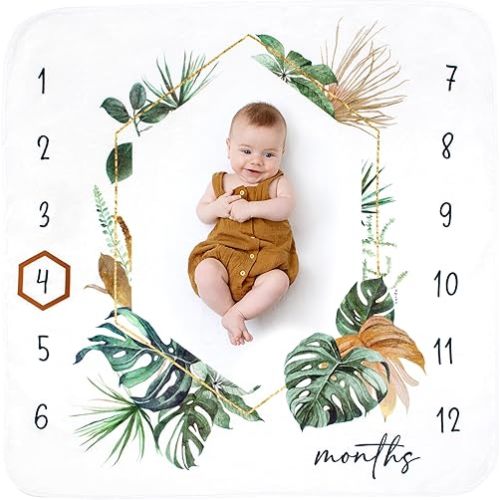 Baby Monthly Milestone Blanket for Baby Boy - - Extra Cosy 46”x46” - - Perfect Monthly Photo Prop to Capture Newborn to 12 Month Growth - - Unisex
