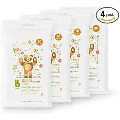 Babyganics Alcohol-Free Hand Sanitizing Wipes, Mandarin, 80 ct (20 count, 4 pack)