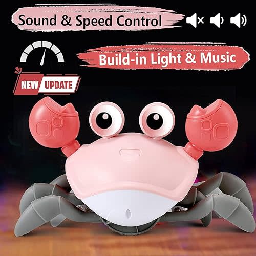 control future Baby Girl Toys Tummy Time: Pink Crawling Crab Babies Montessori Toy Learning 36 Months 3 Year Old Birthday Infant Girls Valentines Day Gifts Stuff 0 1 2 Essentials