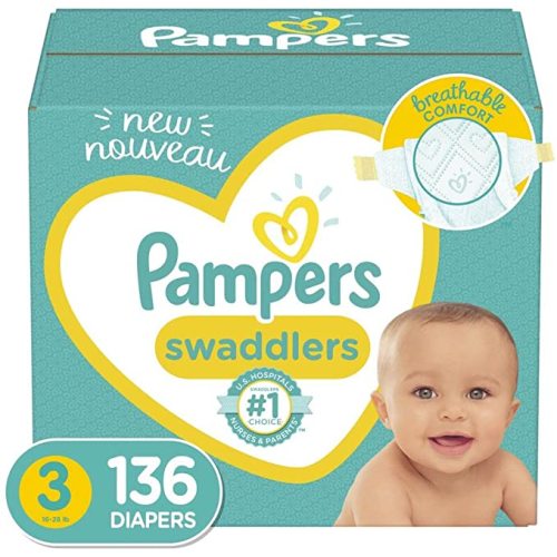 Diapers Size 3, 136 Count - Pampers Swaddlers Disposable Baby Diapers, Enormous Pack (Packaging May Vary) - Size 3 (Pack of 136)