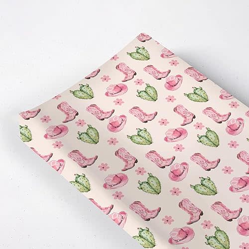 Western Cactus Flowers Floral Pattern Baby Changing Pad Cover, Unisex Western Nursery Diaper Changing Table Pad Mat Sheet for Boys Girls-16x32