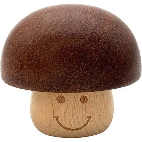 Pursuestar Edelweiss Rotating Music Box, Vintage Solid Wood Mushroom Wind Up Musical Gift with Smile face for Women Girls Mom Birthday Mother's Day Desktop Display