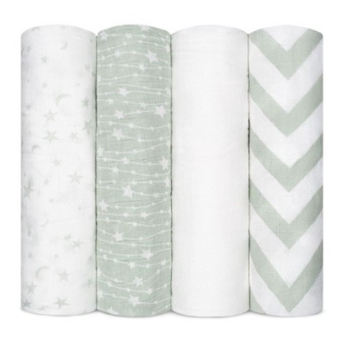 Muslin Swaddle Blankets Neutral Receiving Blanket for Boys and Girls by Comfy Cubs, Color: Green