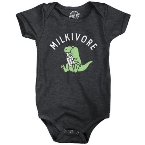 Milkivore Baby Bodysuit Funny Cute Milk Drinking Baby Dinosaur Jumper For Infants - Crazy Dog Baby Bodysuit Black Newborn