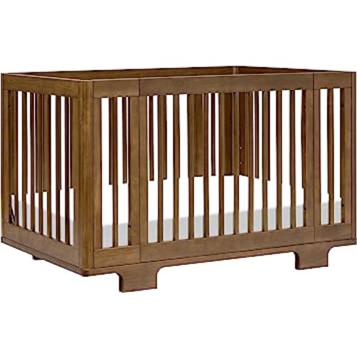 Babyletto Yuzu Convertible All-Stages Bassinet, Midi, Full-Size Crib in Natural Walnut, Greenguard Gold Certified, Portable & Adjustable with Conversion Kits and Pads Included