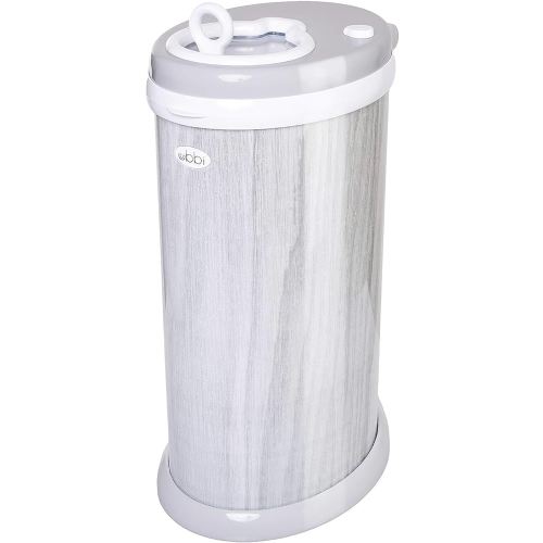 Ubbi Steel Diaper Pail, Odor Locking, No Special Bag Required, Award-Winning, Registry Must-Have, Woodgrain