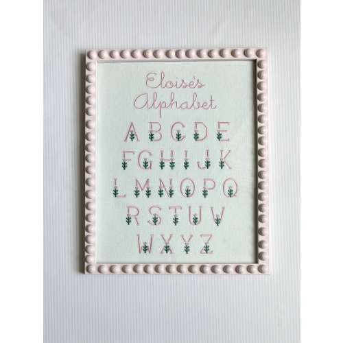 Personalized Flower Alphabet Embroidery | 11x14 Wall Art for Nursery or Playroom | Custom Colors Available