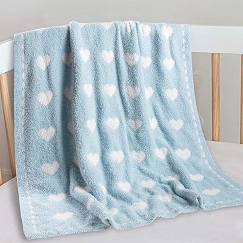 Kid Nation Super Soft Baby Blanket with Heart Blue 30 x 40 inch