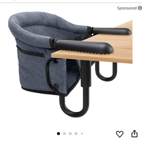 Hook On High Chair - Portable & Foldable for Babies 6-36 Months, Family & Travel Use with Carry Bag (Grey)