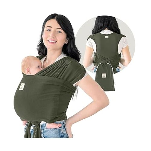 KeaBabies Baby Wrap Carrier Ring Sling - Easy to Wear, Adjustable D-Lite Baby Carrier Newborn to Toddler, Infant Carrying Shirt, Hands Free Bonding, Breathable Fabric Wearing Wrap (Forest)