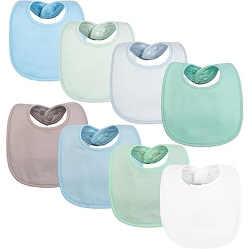 Tiny Twinkle Baby Feeding Bibs 8 Pack - Waterproof and Absorbent Infant Drool and Feeding Baby Bib (Boy Pastel New 8-Pack)