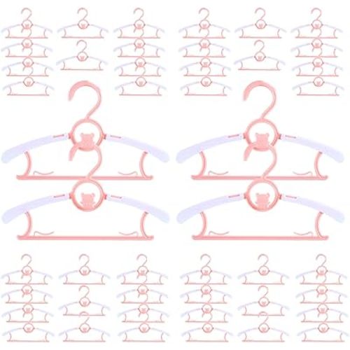 40 Pack Baby Hangers for Closet - Plastic Kids Space Saving Non-Slip Extendable Clothes Hangers for Nursery, Toddler, Heavy Duty Clothing - Bulk, Pink
