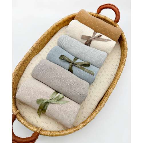 cotton knit baby blanket receiving swaddle | Leo