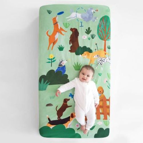 Rookie Humans At The Dog Park 100% Cotton Fitted Crib Sheet