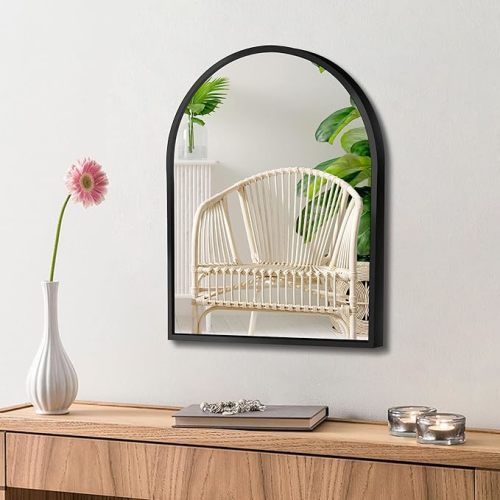 10x13 inch Black Small Arched Mirror for Bathroom Vanity Mirror or Wall Decor Arch Mirror Brushed Metal Frame Wall Mounted Mirror for Bathroom LivingRoom Bedroom Entryway - Black-arched