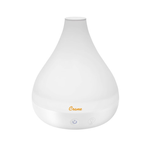 Crane Small Ultrasonic Diffuser and Air Humidifiers for Bedroom and Office, .35 Gallon Cool Mist Humidifier for Personal Use, No Humidifier Filters Needed, White