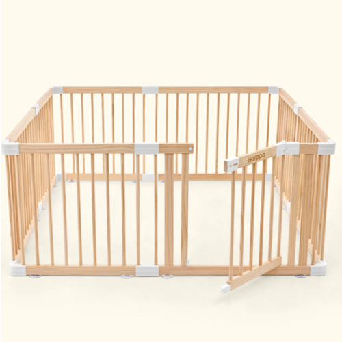HARPPA Wooden Baby Gate Playpen | Non-Toxic Foldable DIY Adjustable Play Yard for Infants & Toddlers – Natural Finish Baby Fence for Small & Large Spaces