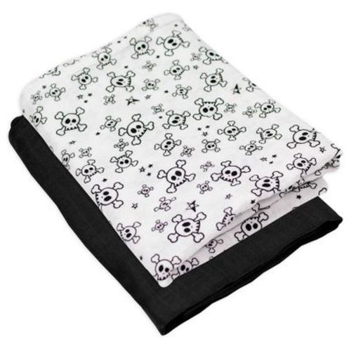 Honest Baby Organic Cotton Muslin Swaddle Blankets - Tossed Skulls 2pk
