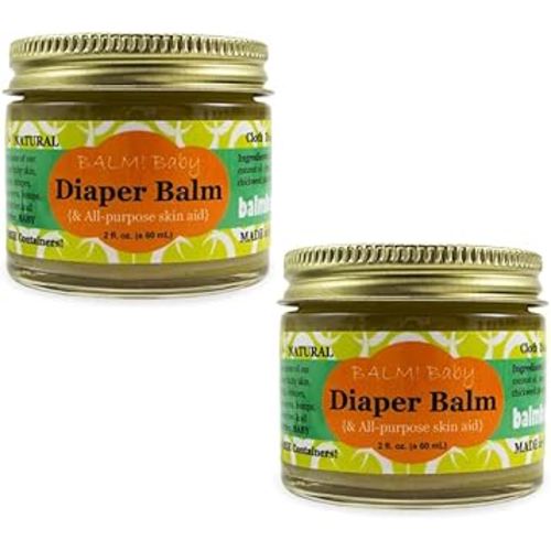 Diaper Balm - Organic Diaper Rash Cream – Cloth Diaper Rash Cream Balm | Multipurpose Skin Aid | Natural – Vegan - Herbal | Rash Ointment for Infants Kids | Plastic Free (2-Pack)