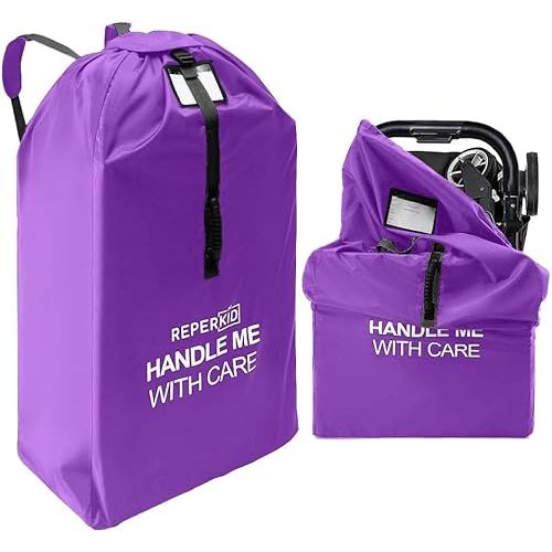 reperkid Large Stroller Bag for Airplane Travel, Purple, 47" H x 24" W x 15" D, Fits Most Large, Single, Double, Jogging Strollers – Premium Waterproof Cover, Adjustable Shoulder Straps