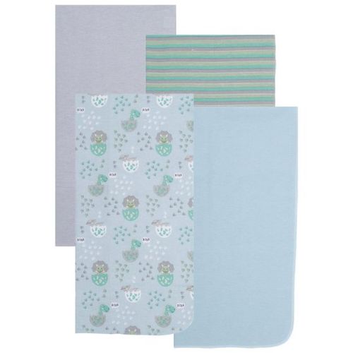 EVERYDAY KIDS 4-Pack Flannel Receiving Blankets – Soft Swaddle Set for Newborns with Baby Dinosaurs, Colorful Striped Pattern, Solids