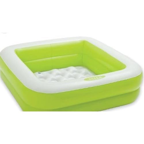 Intex Square Inflatable Kids Pool, 34 x 34 x 10 inches, Blue and White, 15 Gallon