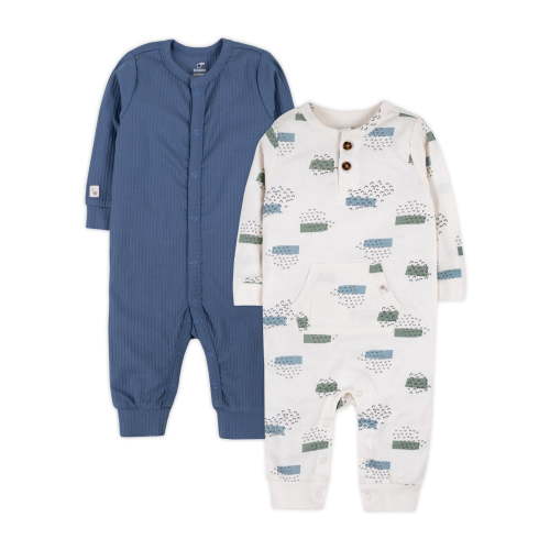 Little Star Organic Baby Boys 2Pk Coveralls, Size Newborn-12M