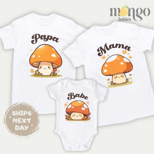 Mushroom Family Matching Shirt Cute Mushroom Baby Bodysuit Mushroom Tshirt Papa Mama Baby Onesies® Family Gift Ideas Mushroom Forager