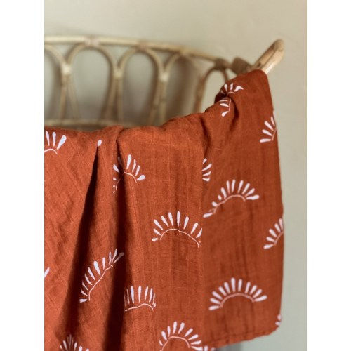 Soft Bamboo Sunburst Muslin Swaddle: Rust Gender Neutral - Etsy