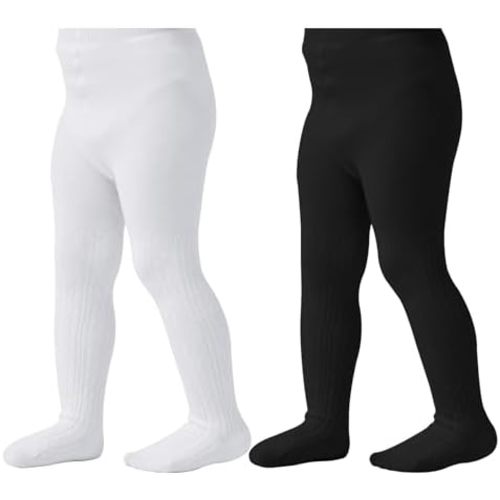 Zando 2 Pack Baby Tights Cotton Knit Cable Tights Toddler Leggings Winter Warm Girls Pantyhose Stockings for Newborns Infants