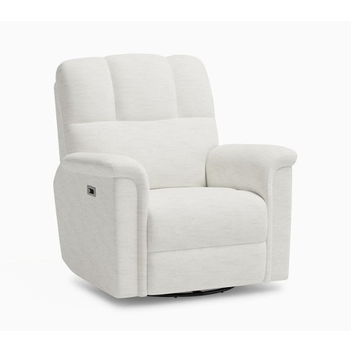 Lullaby Power Recliner Performance Slub Weave White