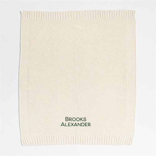 Personalized Bubble Knit Arctic Ivory Baby Stroller Blanket