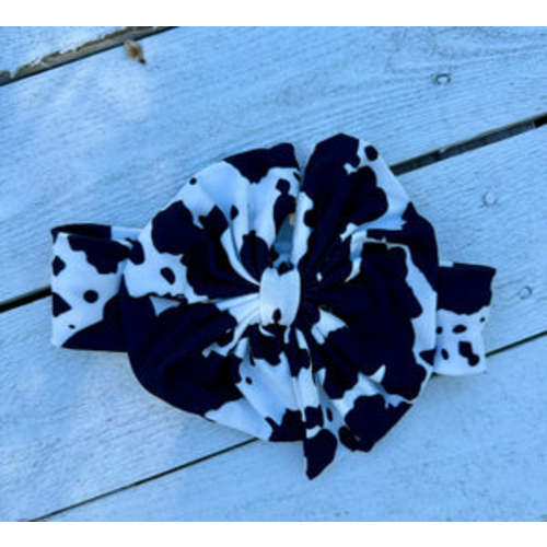 Black and whit cowprint baby headband bow – Six shooter boutique
