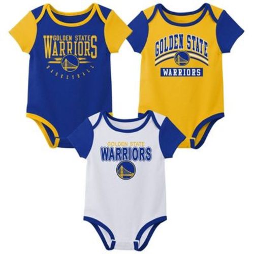 Nba State Warriors Boys' 3pk Bodysuit Set - 0-3m