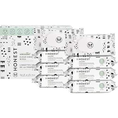 The Honest Company Clean Conscious Multi-Use Wipes | Hypoallergenic + Unscented for Sensitive Skin | Over 99% Water, Compostable, Plant Based, Baby Wipes | Pattern Play, 576 Count