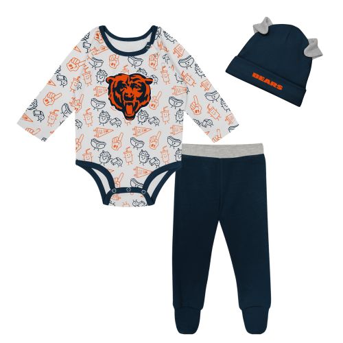 Chicago Bears Newborn & Infant Little Champ Long Sleeve Bodysuit, Pants & Cuffed Knit Hat 3-Piece Set