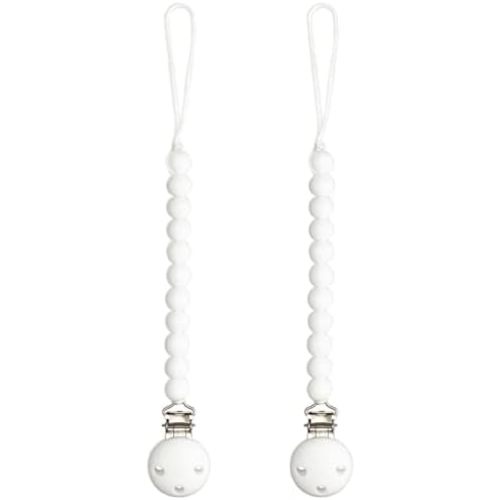 Comfy Cubs Pacifier Clips 2 Pack - White