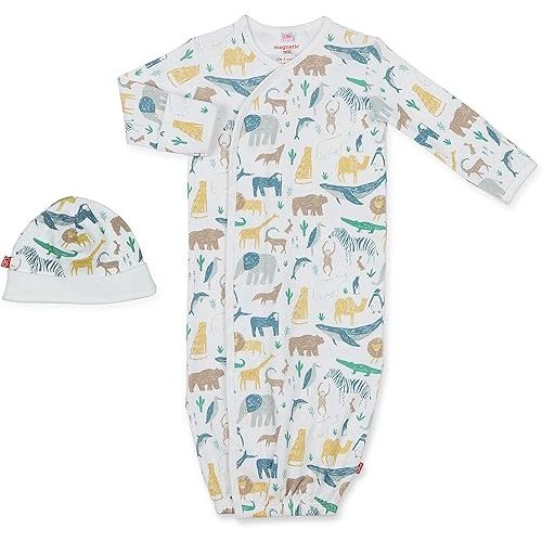 Magnetic Me Organic Cotton Newborn Sleeper Gown & Hat Set | Super Soft Organic Cotton Fabric Sleep Sack