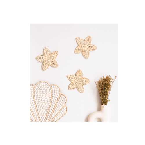 Rattan Nursery Wall Decor Set, Boho Wall Decor For Nursery, Rattan Starfish Nursery Decor, Toddler Room Decor Boho, Boho Beach Girl Nursery