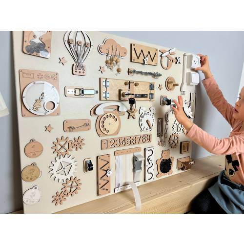EXTRA LARGE Busy board for baby with Montessori Sensory activity parts, 1st Birthday Gift, Busy board Developing Board