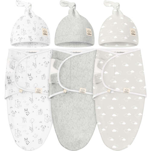 3-Pack Soothe Swaddle Wraps with Knot Hats (Aspire)