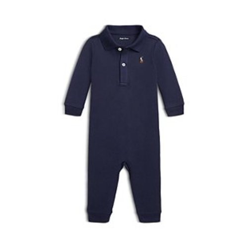 Boys' Organic Cotton Polo Coverall - Navy 3mo