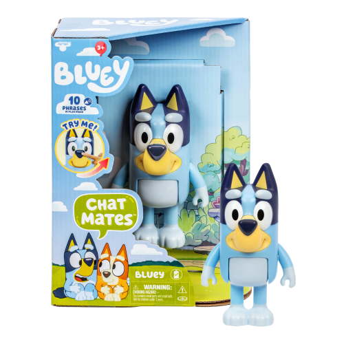 Bluey Chat Mates, Press Bluey's Nose and Hear 10 phrases from the Show, Stands 6 In Tall, Ages 3+