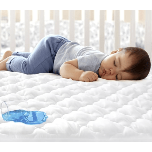 Crib Mattress Protector Sheets Fitted Waterproof Crib Mattress Pad Cover, Noiseless & Machine Wash 100% Absorbent Crib/Toddler Mattress Protector Sheet Quilted, White, 52" x 28"