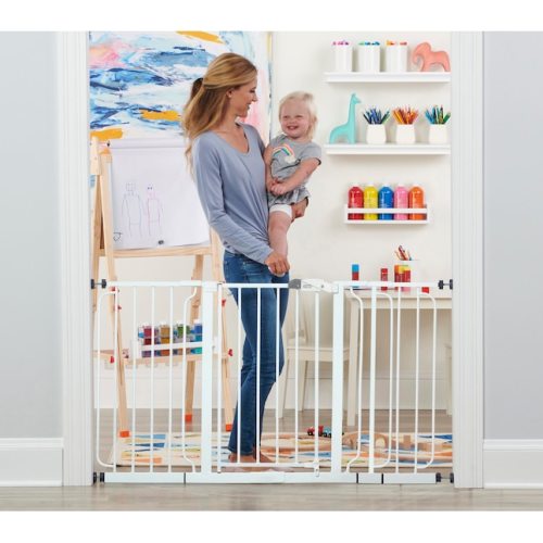 Regalo Gate 56-in x 30-in Pressure/Hardware Mounted White Metal Safety Gate 1158 DS at Lowes.com