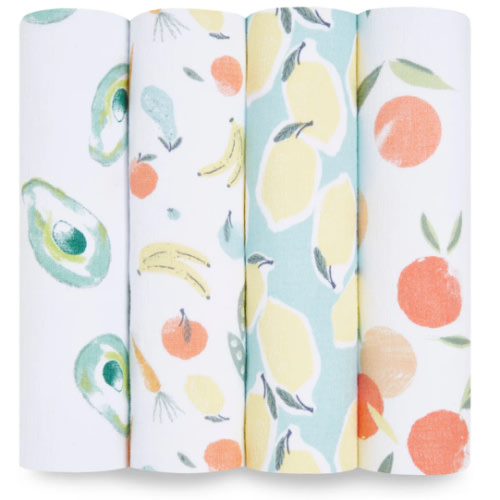 Fruit Print Cotton Muslin Swaddle 4pk | aden + anais