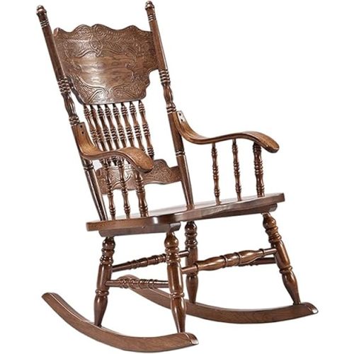 Porch Rocker, Wooden Rocking Chairs for Outdoor Patio Garden Balcony Backyard, Adults Lounge Relax Chair with Extra Wide Seat, Loads 330 lbs (Color : Brown)