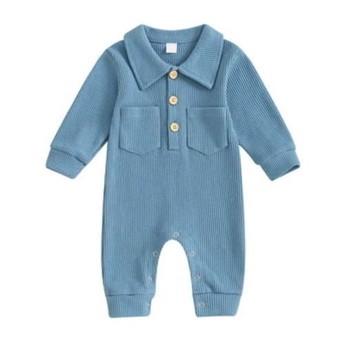 Kovlvoll Newborn Infant Baby Boys Rompers Long Sleeve Jumpsuits Button down Dress 1 Piece Outfits