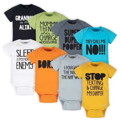 Onesies Brand Baby Boys' Bodysuits - Funny - 12 Months - 8-Pack