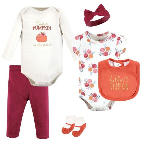 Hudson Baby Infant Girl Cotton Layette Set, Hello Pumpkin, 3-6 Months
